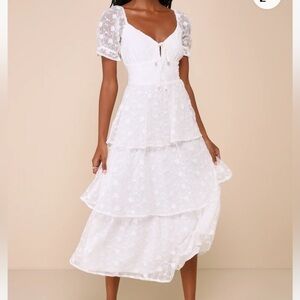 Sweetie White Embroidered Midi Dress